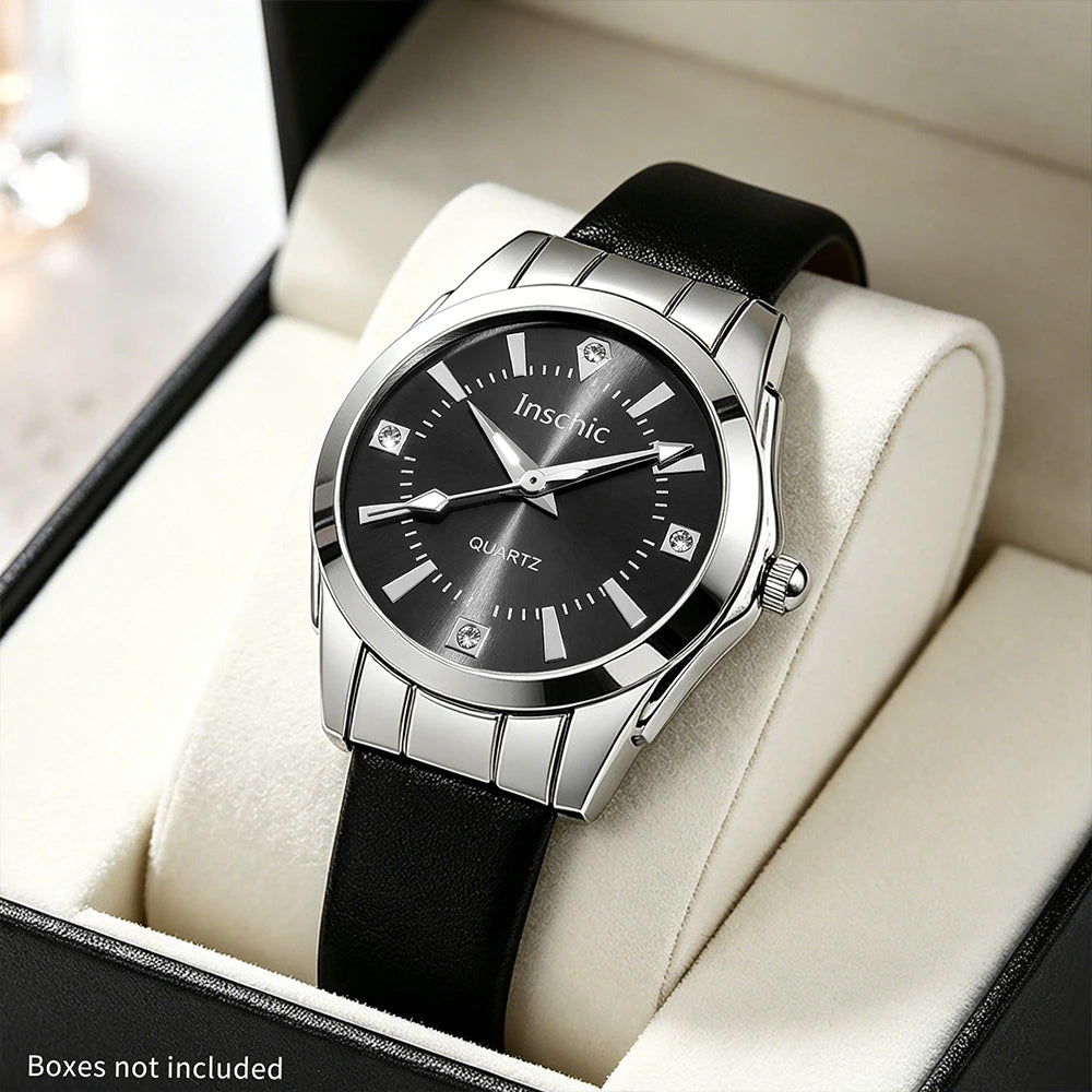 1 PC Elegant, Exquisite, Fashionable Leather Strap Women's Quartz Watch
