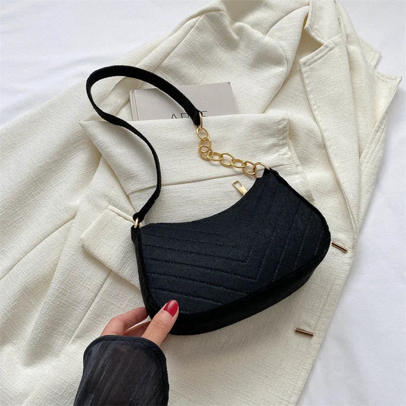 Mini Shoulder Bags for Women Fashion Felt Women's Bag Design Advanced Underarm Handbags Beautiful Purses