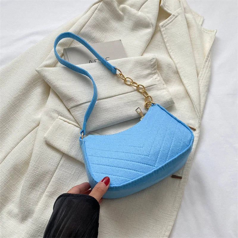 Mini Shoulder Bags for Women Fashion Felt Women's Bag Design Advanced Underarm Handbags Beautiful Purses