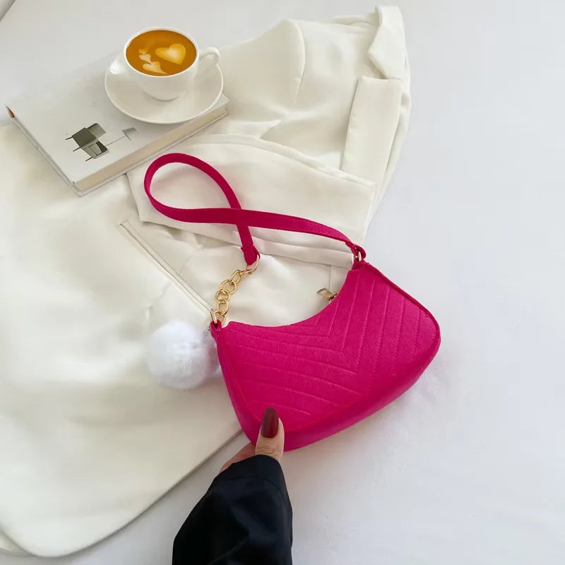 Mini Shoulder Bags for Women Fashion Felt Women's Bag Design Advanced Underarm Handbags Beautiful Purses