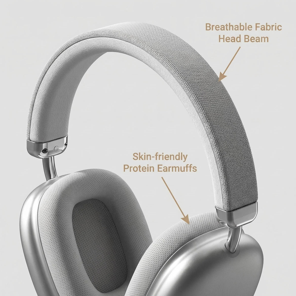 Fabric Headband Over-Ear Headphones Wireless Stereo HiFi Headset Adjustable Metal