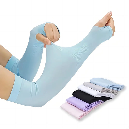 1 Pair Ice Silk Sun Protection Arm Covers Unisex Elbow Cover Outdoor Cycling Running