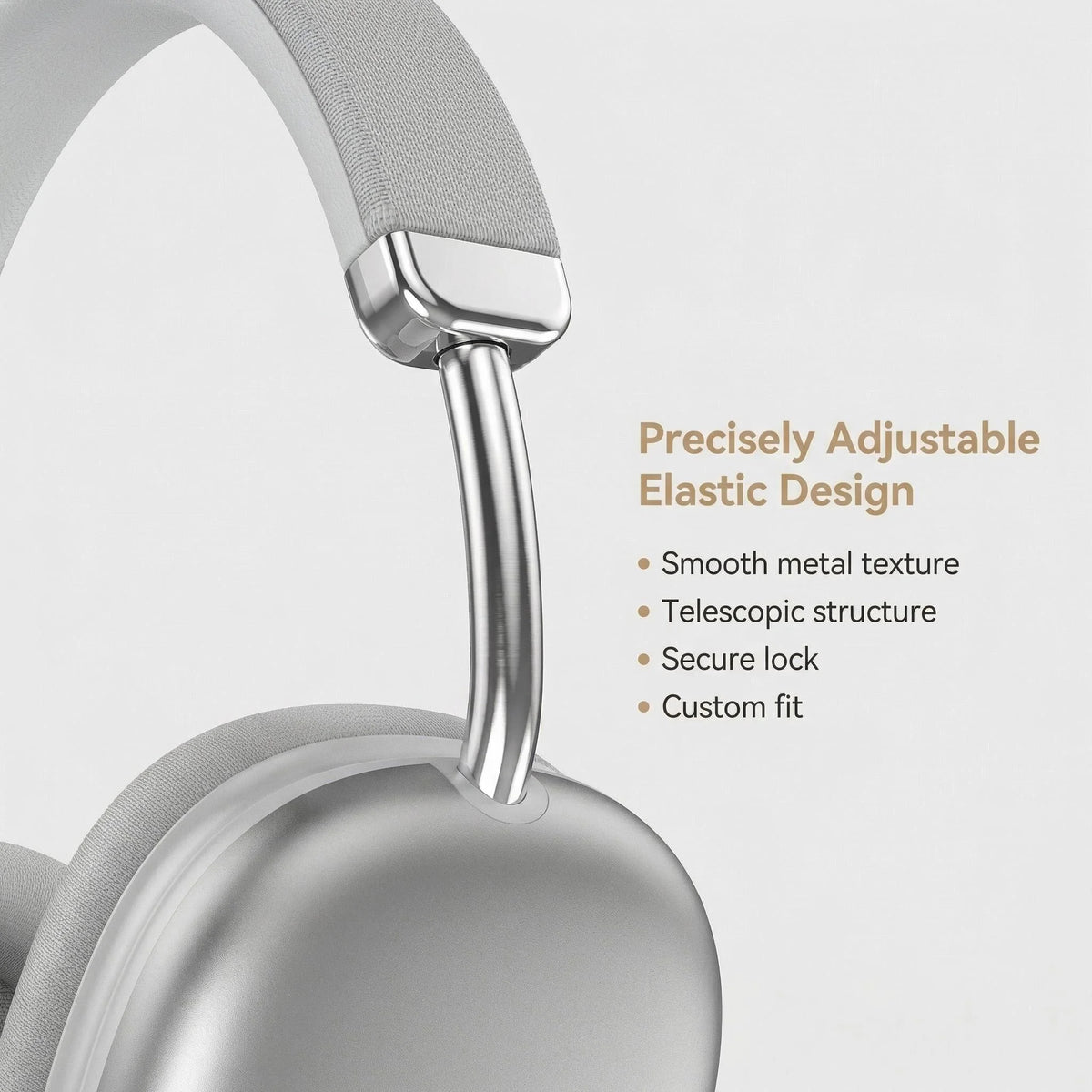 Fabric Headband Over-Ear Headphones Wireless Stereo HiFi Headset Adjustable Metal