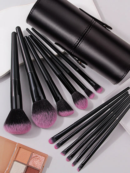 19PCS Set of 12 Makeup Brush Sets +3Pcs Triangular Powder Puff +3Pcs Non-Powder Makeup Egg +1Pcs Makeup Brush Storage Bucket