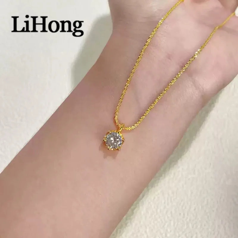 Moissanite 925 Necklaces for Women Unique Design Sparkling Cauliflower Chain with Diamond Pendant Dainty Party Jewelry Gift