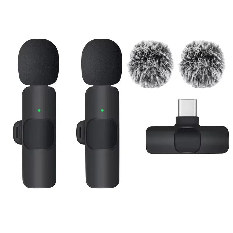 KEBIDUMEI 2.4G Wireless Lavalier Microphone Portable Audio Video Recording for iPhone Android Live Broadcast Gaming Phone